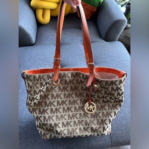 Michael Kors Signature Brown and Orange Tote
